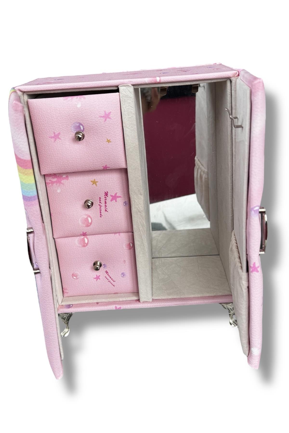 Pembe Renk Karışık Figürlü Takı Dolabı/Organizer