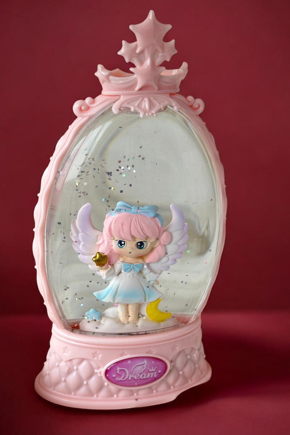 Pembe Renk Kız Figürlü Müzikli Ve Işıklı Kar Küresi