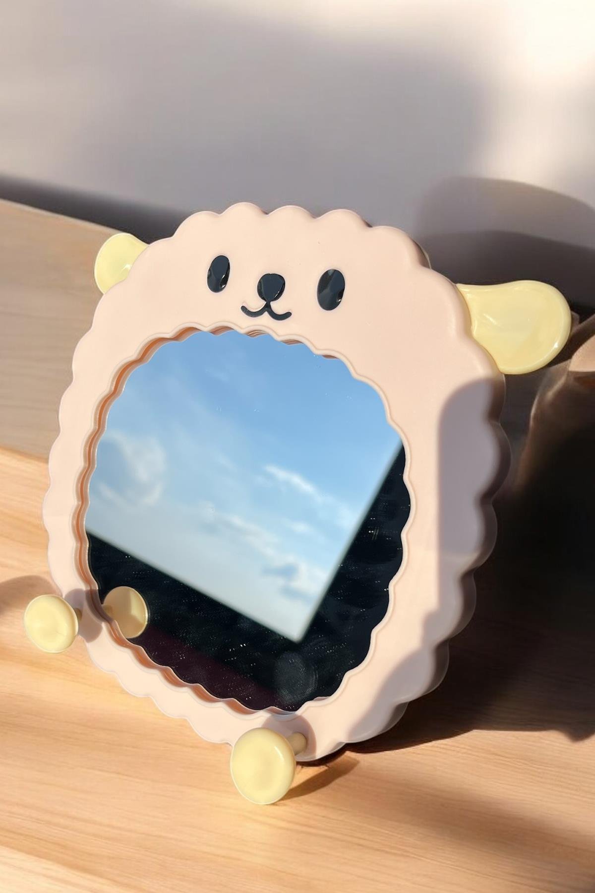 Pembe Renk Koyun Figürlü Masa Aynası