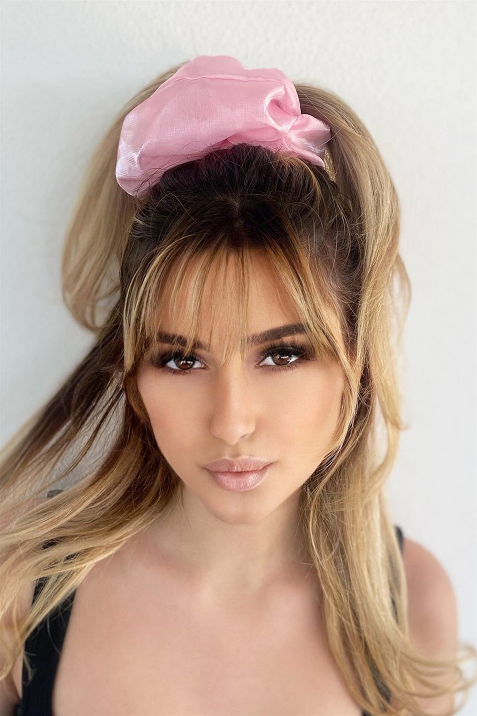 Pembe Renk Organze Büyük Boy Scrunchies Lastik Toka