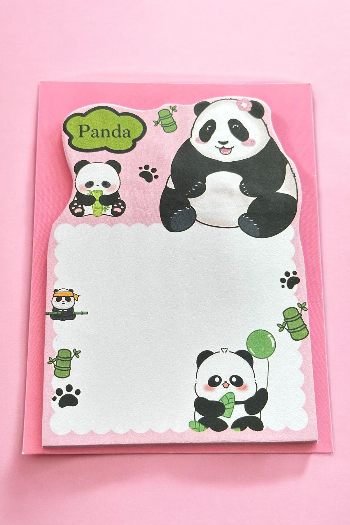 Pembe Renk Panda Figürlü Yapışkanlı Not Kağıdı