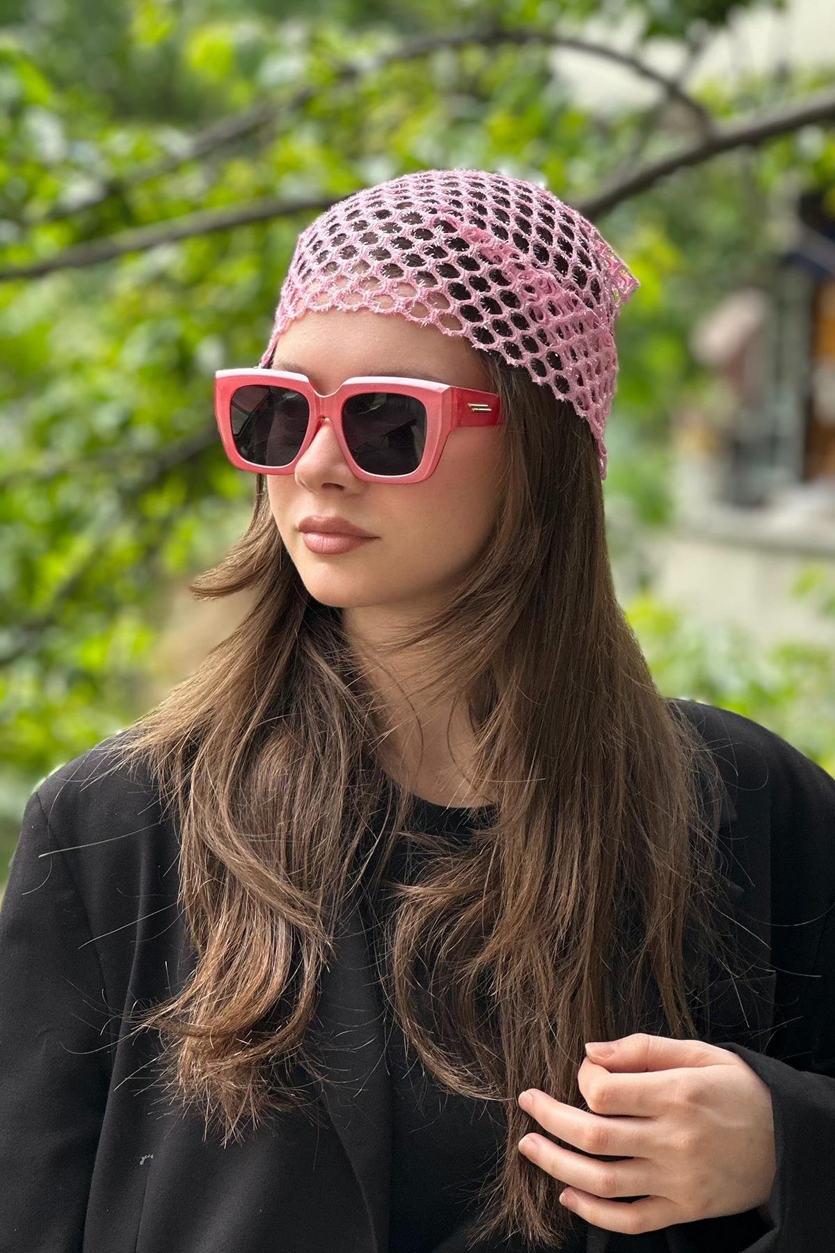 Pembe Renk Simli Fular
