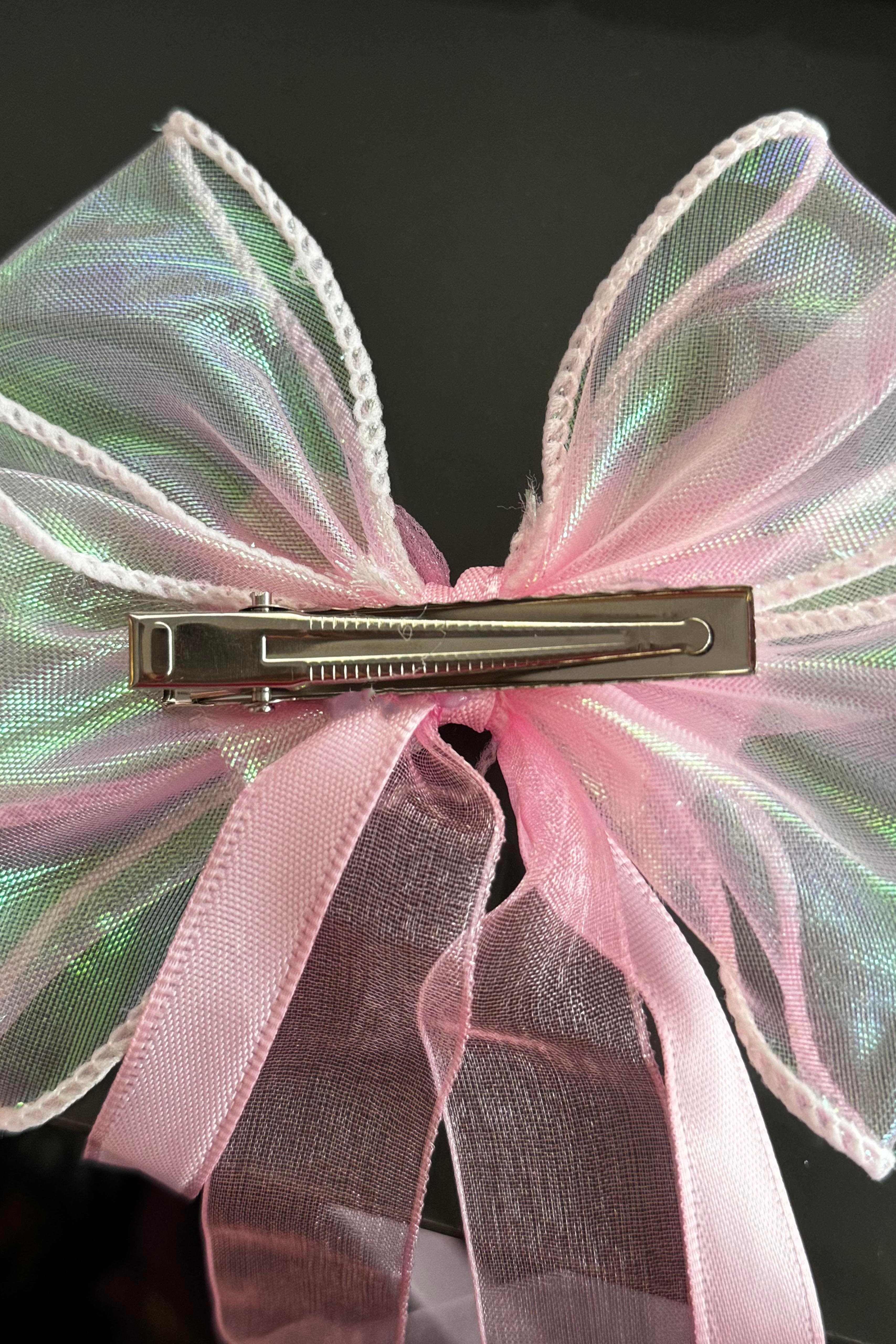Pembe Renk Taşlı Kurdele Detaylı Tüllü Pens Toka