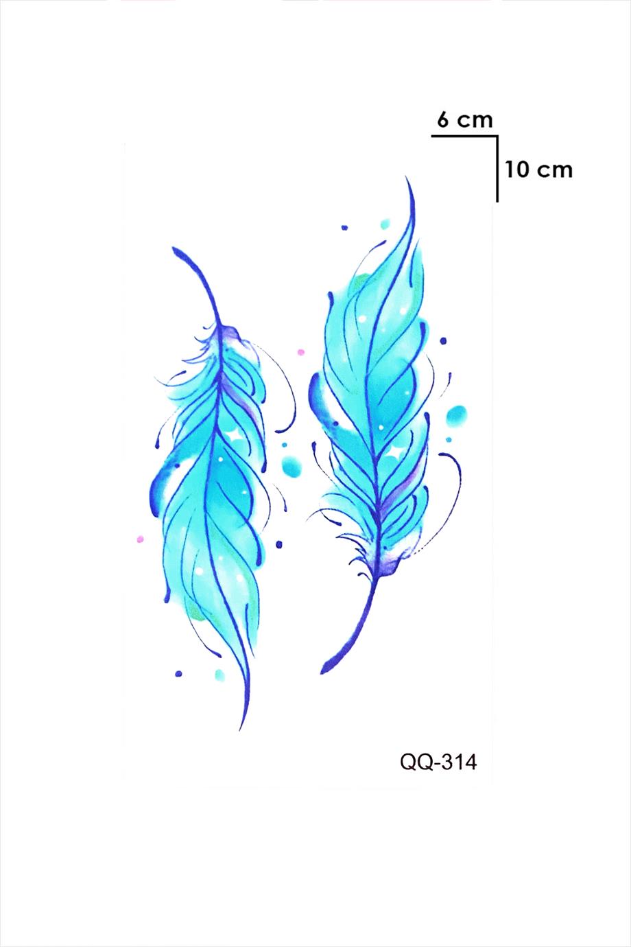 Renkli Tüy Desen Geçici Dövme Tattoo
