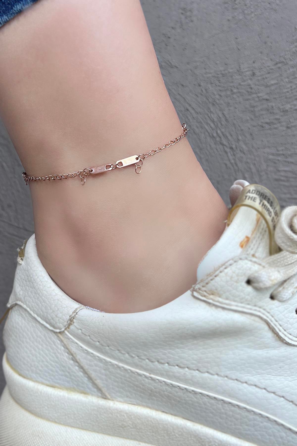 Rose Renk Zincir Çelik Halhal