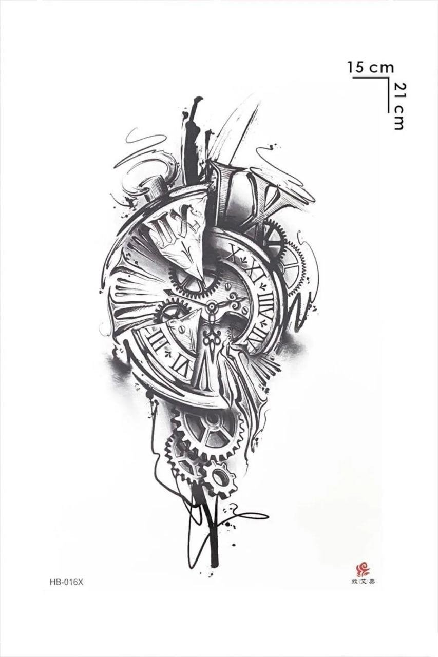 Saat Ve Çark Geçici Dövme Tattoo