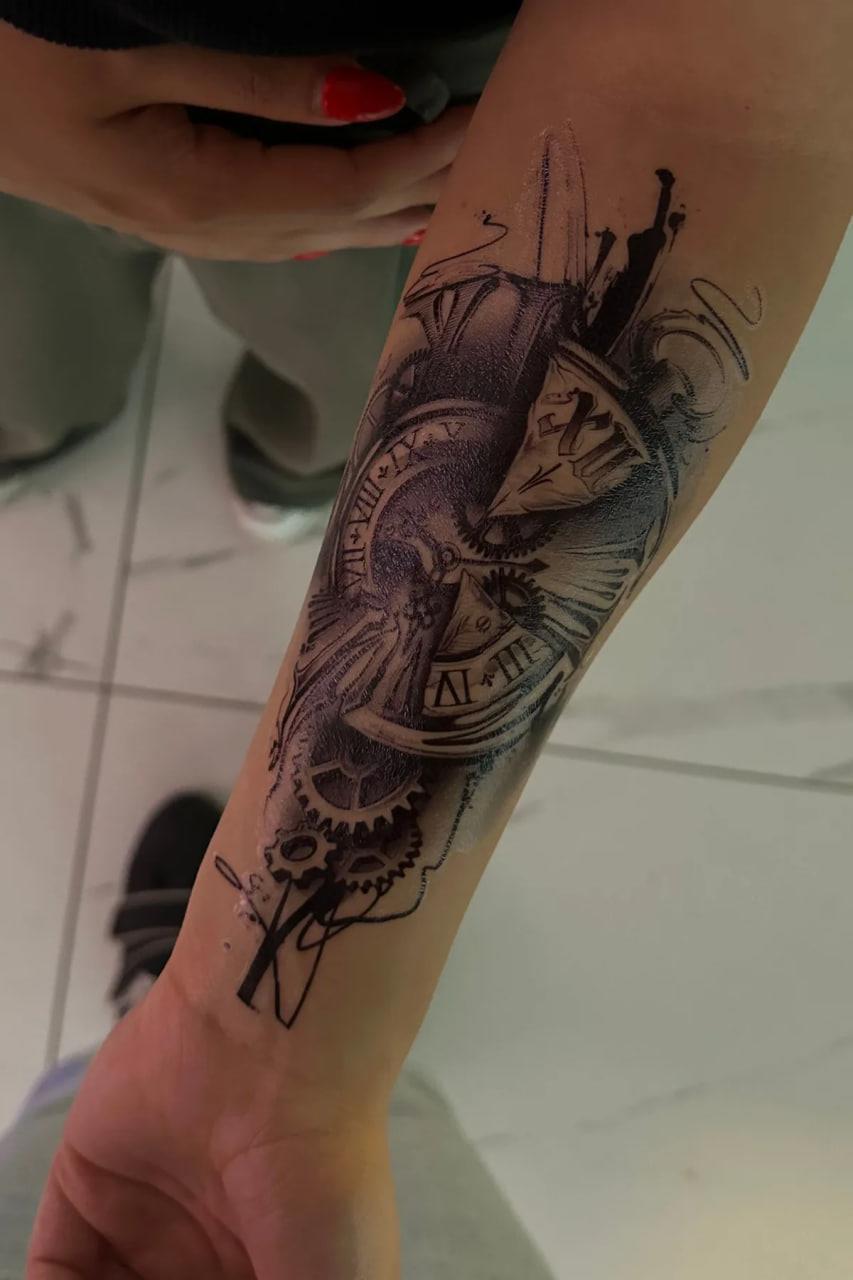 Saat Ve Çark Geçici Dövme Tattoo