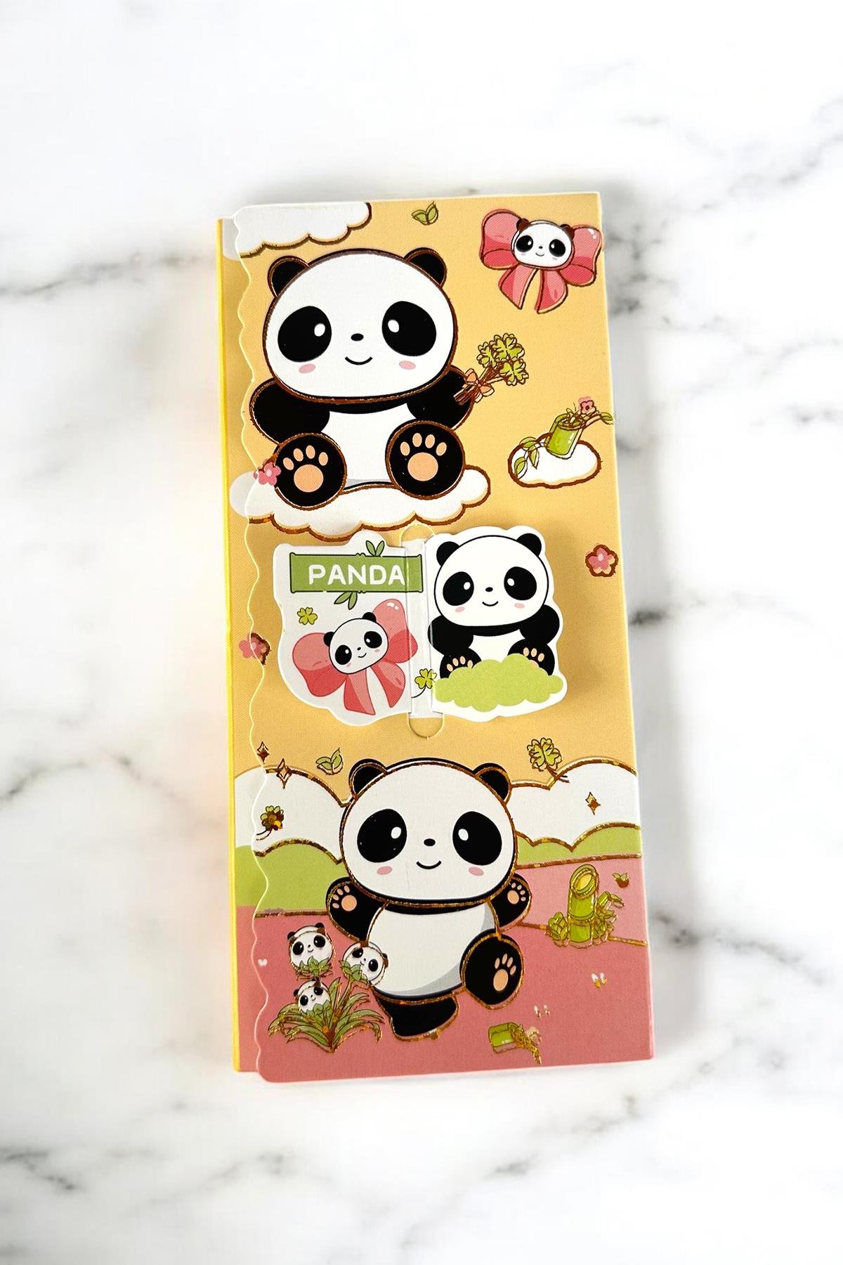 Sarı Renk Panda Figürlü Yapışkanlı Not Kağıdı
