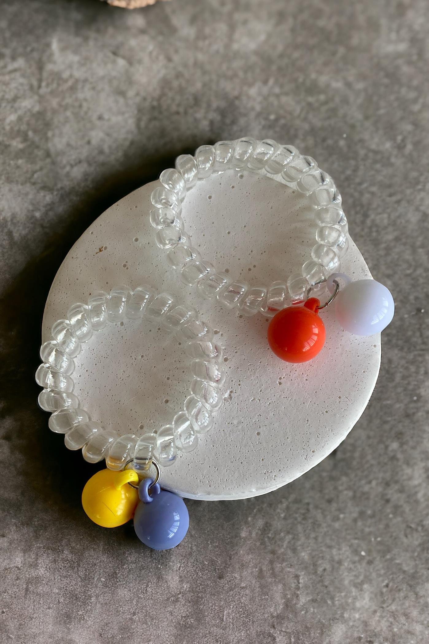 Şeffaf 2´li Boncuk Detaylı Helezon Toka