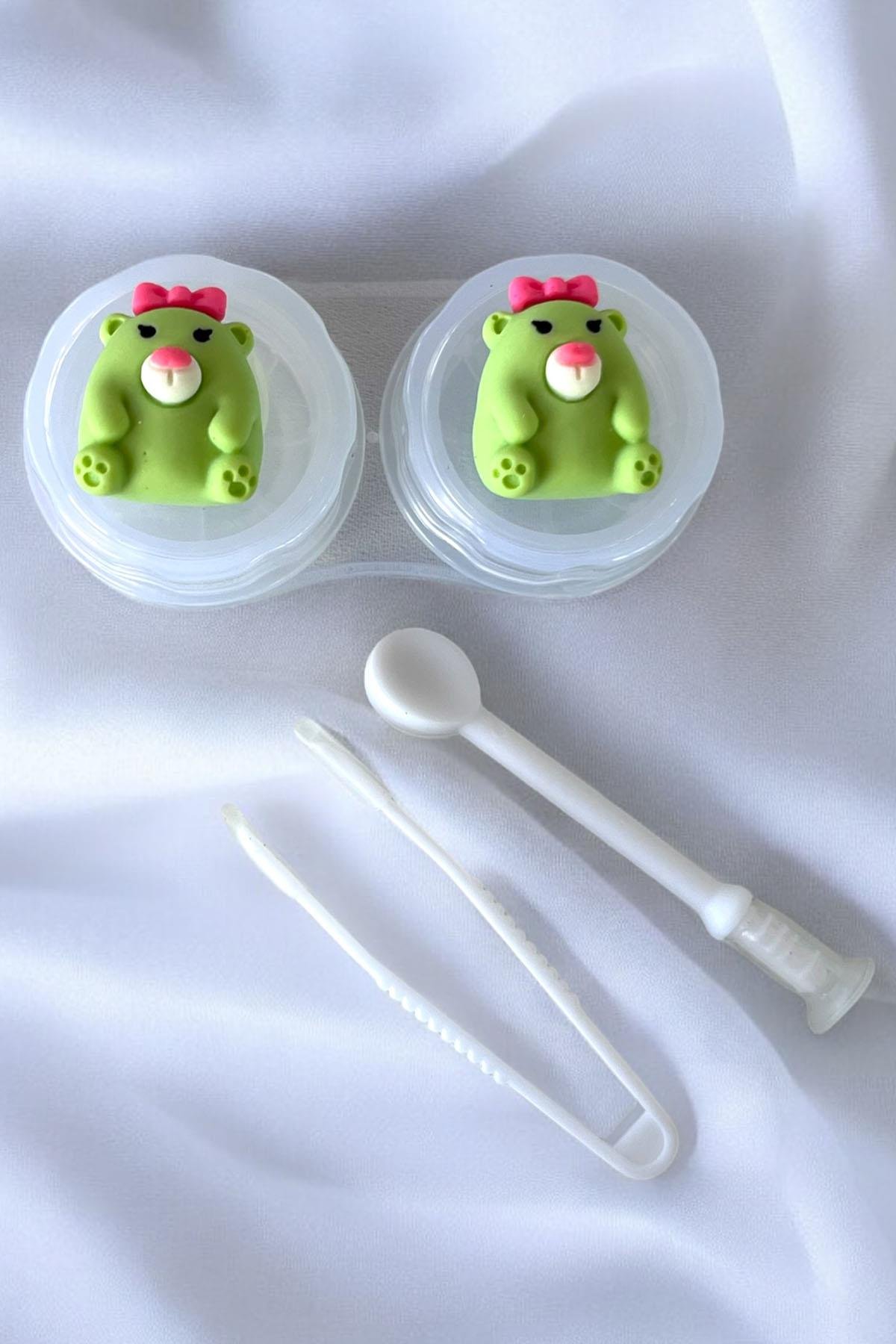 Şeffaf Renk Ayıcık Figürlü Lens Saklama Kutusu