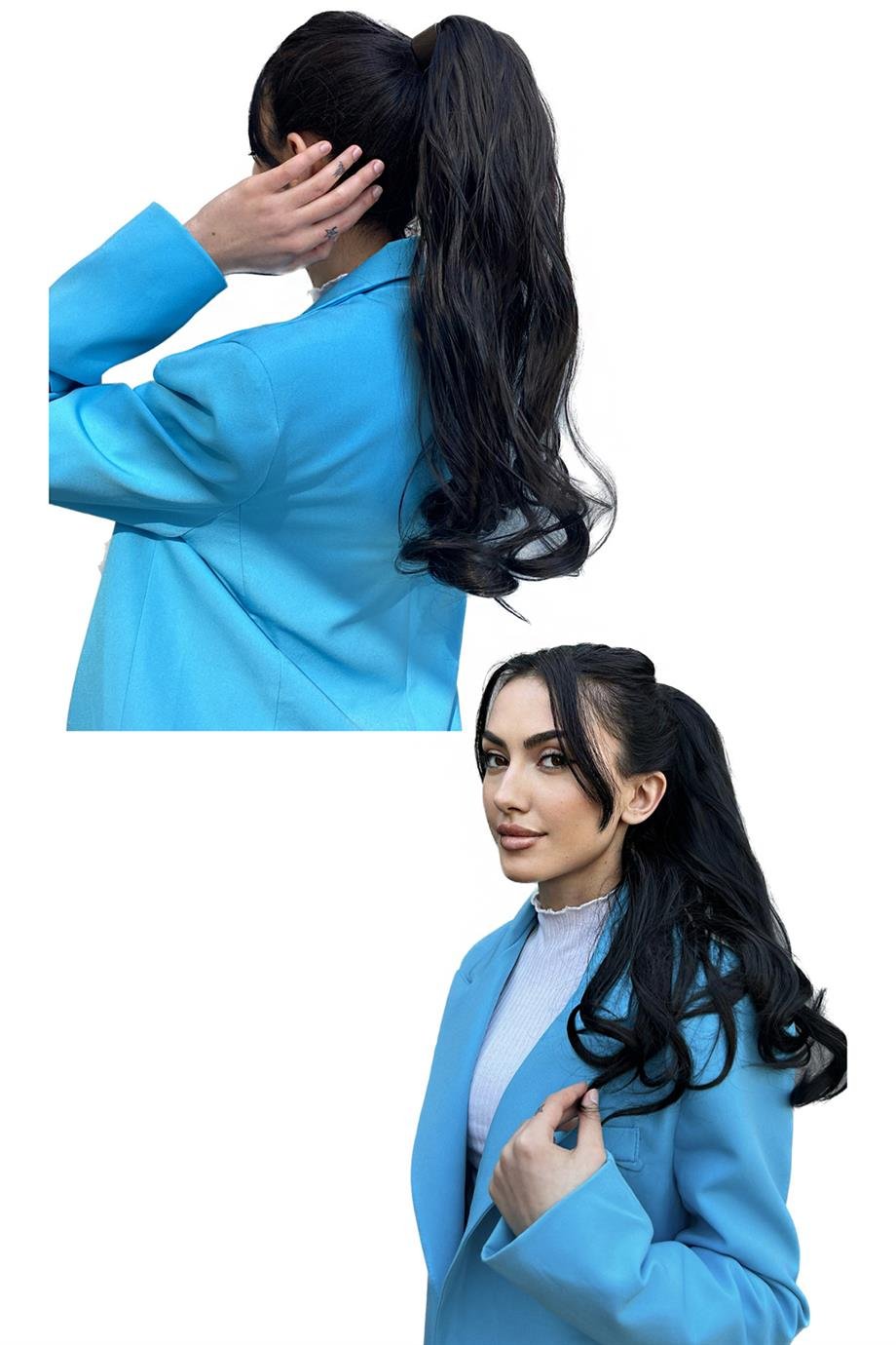 Siyah Renk Dalgalı At Kuyruğu Saç