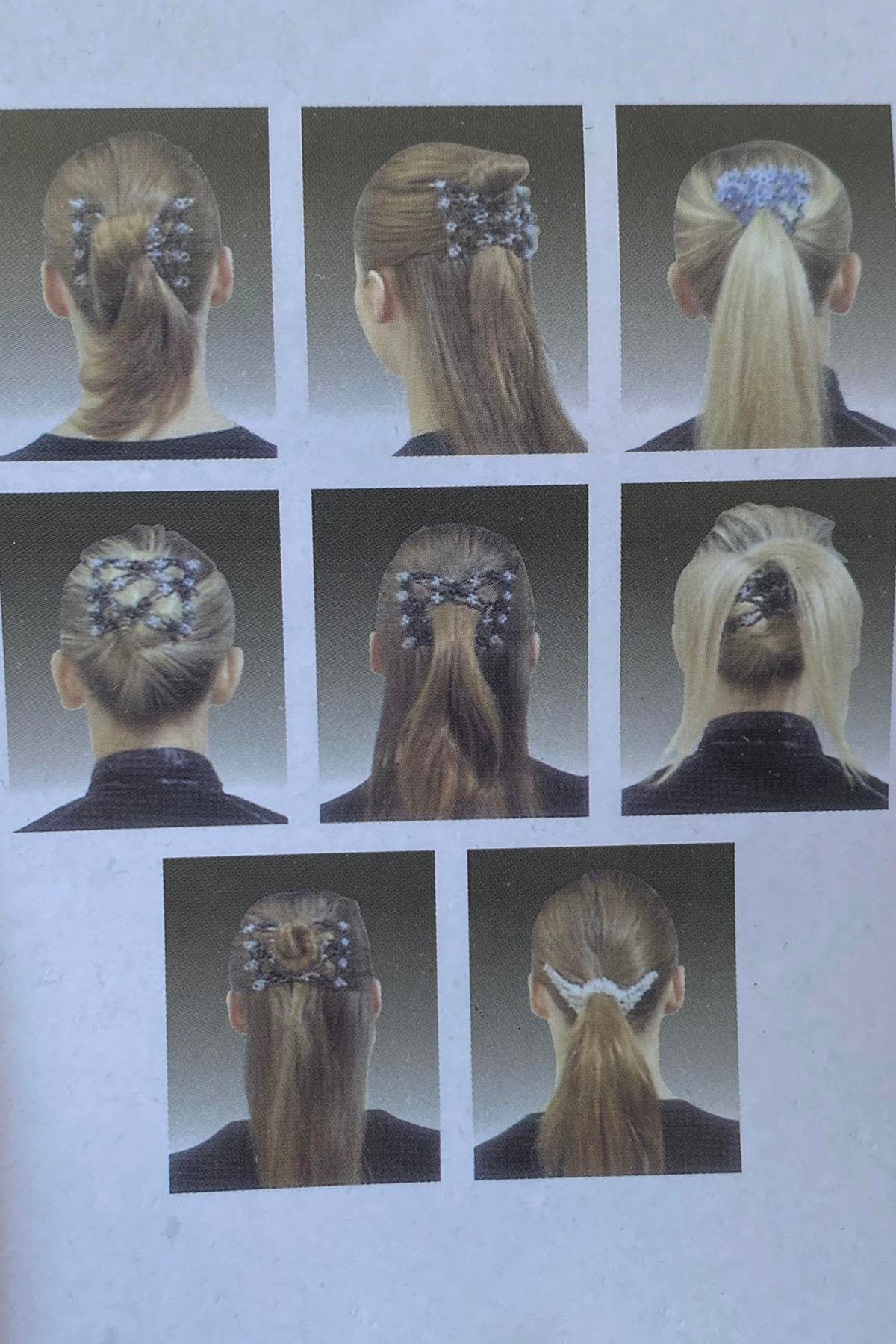 Siyah Renk Fuşya Boncuk Detaylı Tel Tarak Toka 