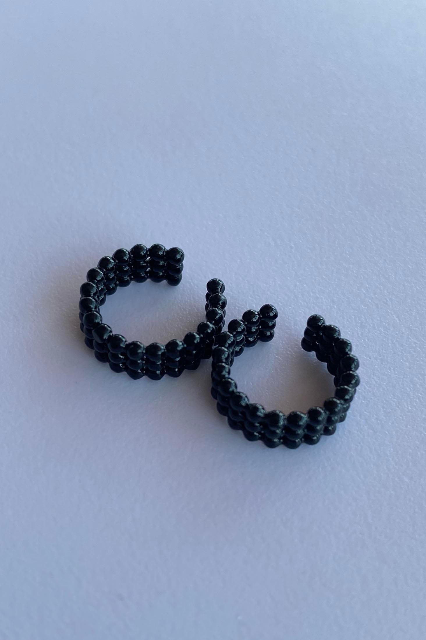 Siyah Renk Halka Ear Cuff (Çift)