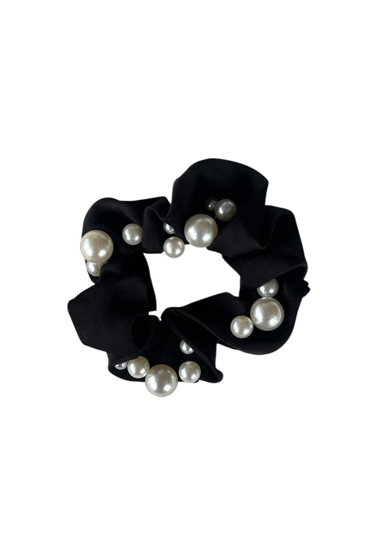 Siyah Renk İnci Detaylı Simit Toka 