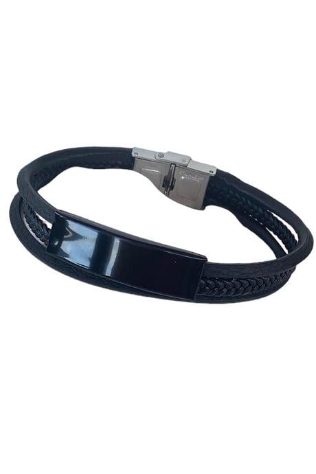 Siyah Renk Metal Detaylı Çelik Bileklik 