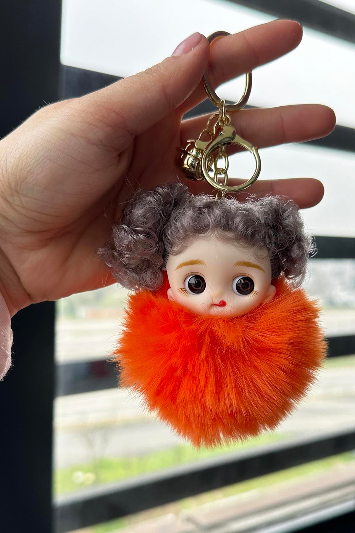 Turuncu Renk Kız Figürlü Peluş Anahtarlık