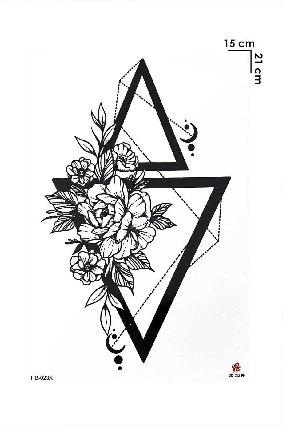 Üçgen ve Gül Geçici Dövme Tattoo