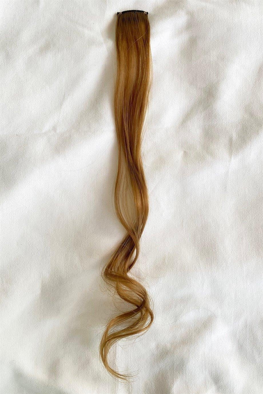 Yan Çıt Çıt Postiş /Kahve Renk Dalgalı / 50 Cm