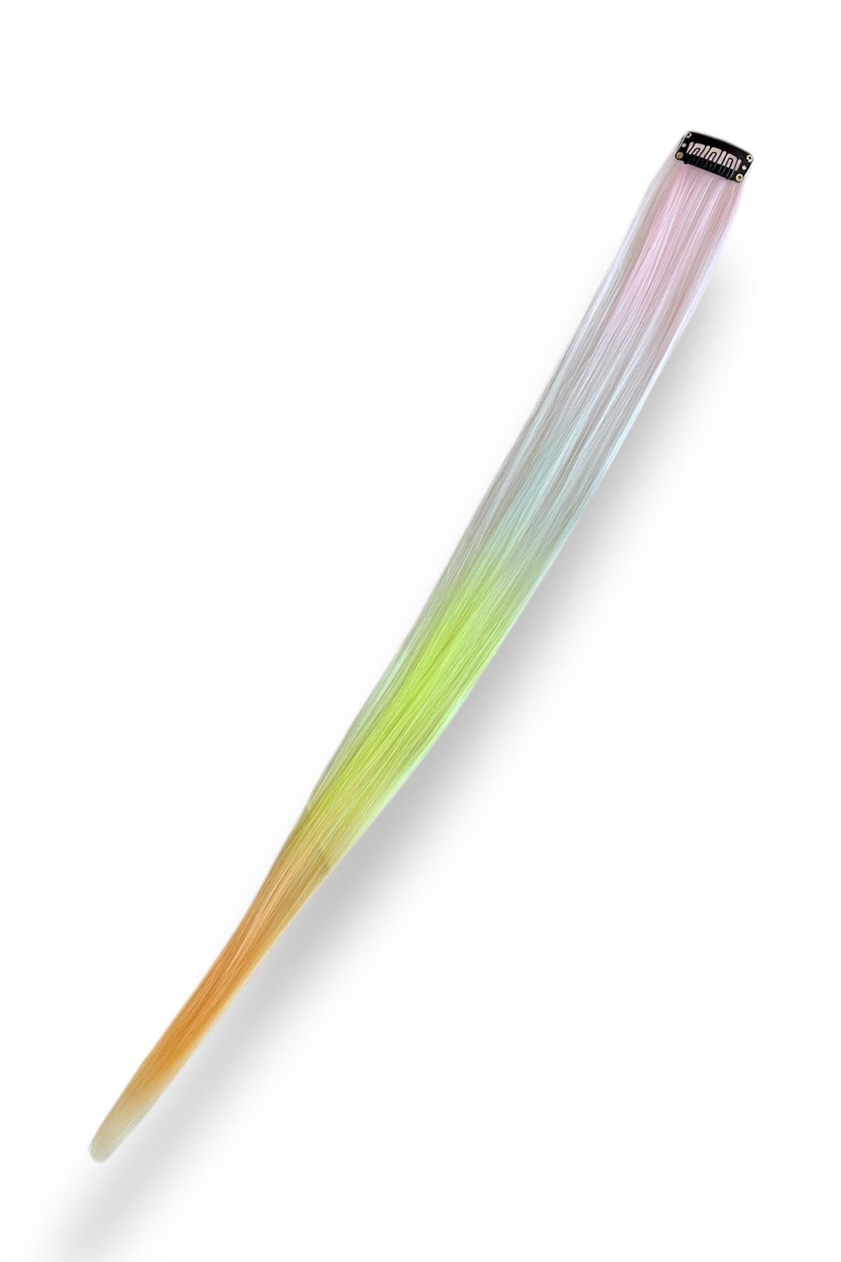 Yan Çıt Çıt Postiş / Ombre Çok Renkli / 50 Cm