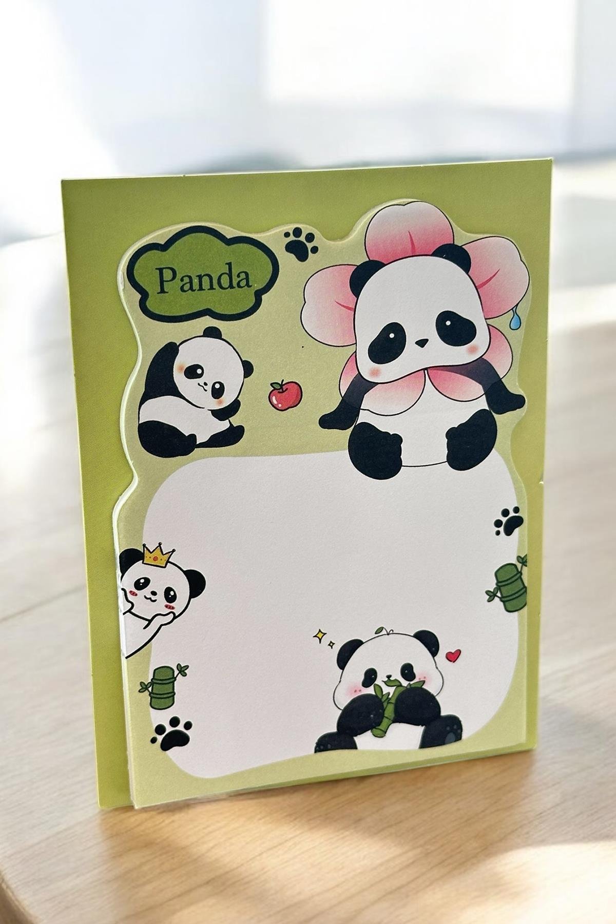 Yeşil Renk Panda Figürlü Yapışkanlı Not Kağıdı
