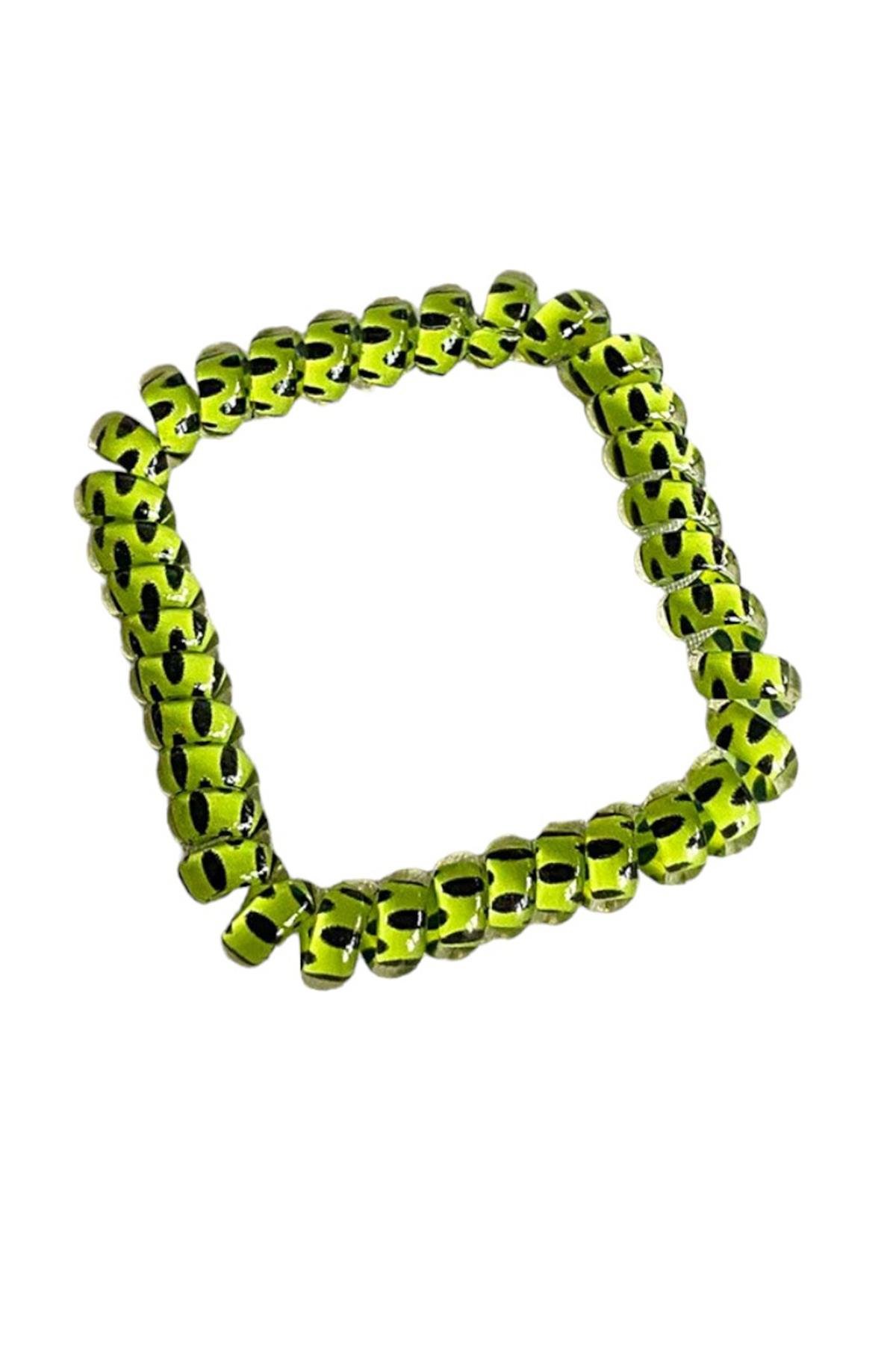 Yeşil Renk Puantiyeli Helezon Lastik Toka