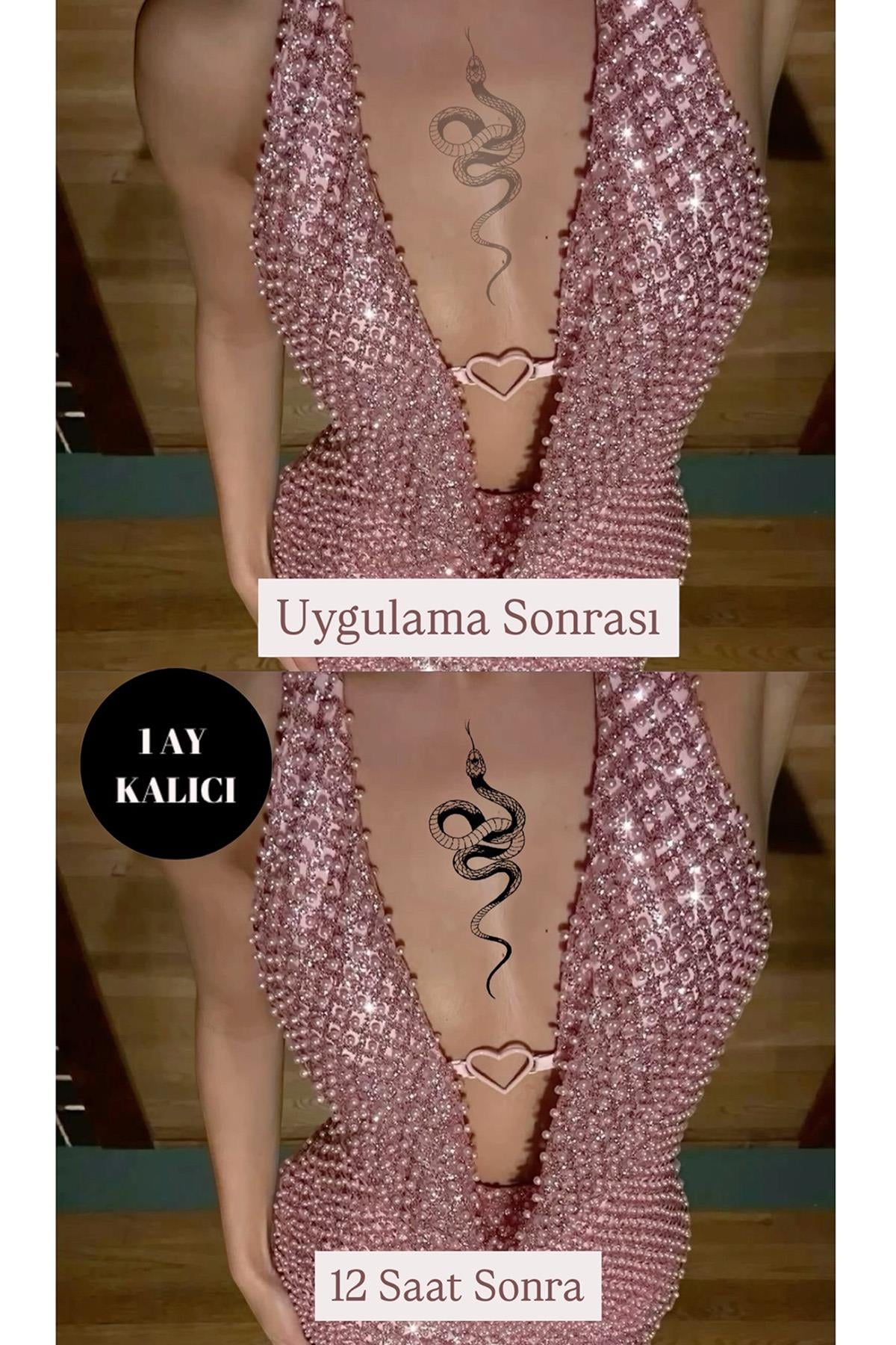Yılan Figürlü 12 Saat Sonra Kararan Geçici Dövme Tattoo
