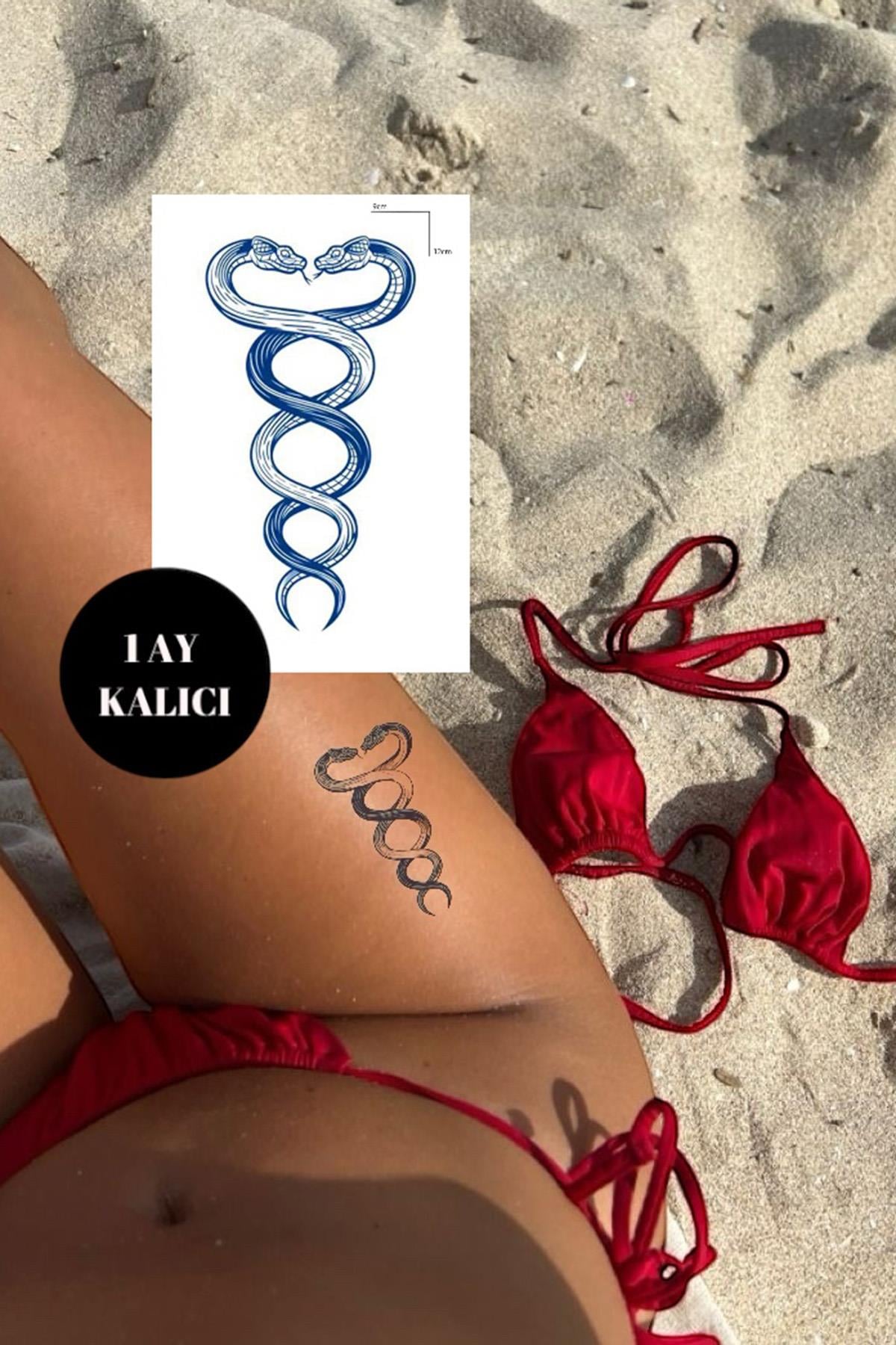 Yılan Figürlü 12 Saat Sonra Kararan Geçici Dövme Tattoo