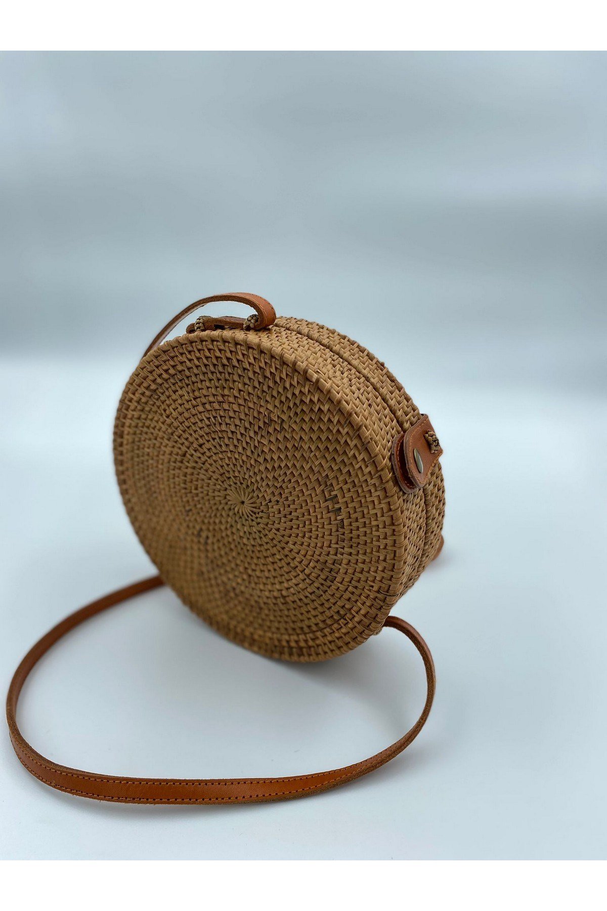 HM19092 Bambu Ortası Çiçek Desenli Deri Klipsli Çanta