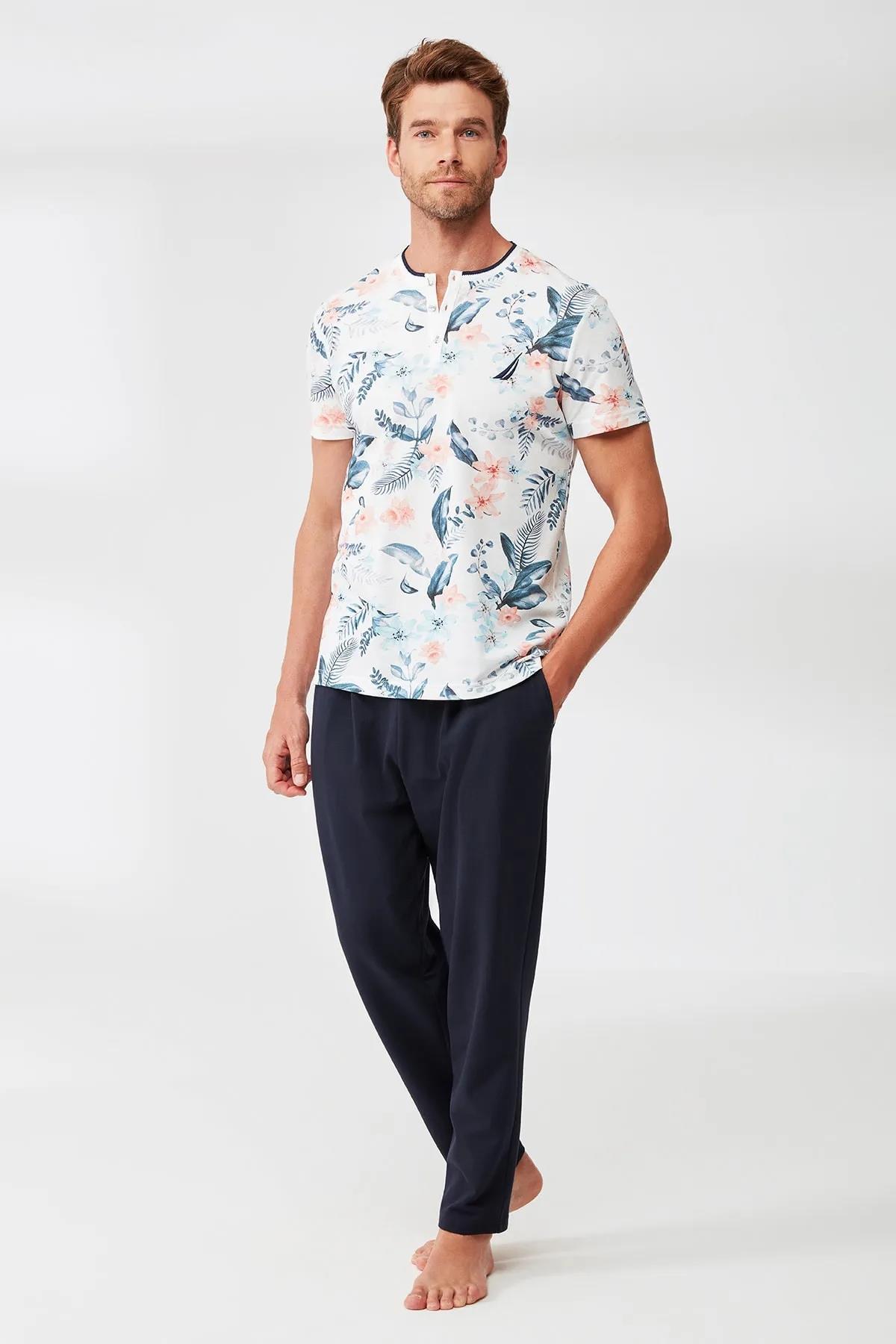 Nautica Pijama Takım Beyaz Desenli M317PJTK