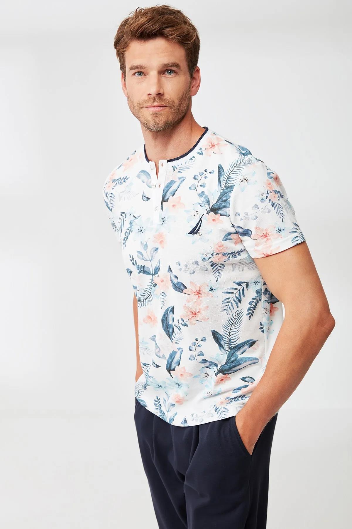 Nautica Pijama Takım Beyaz Desenli M317PJTK