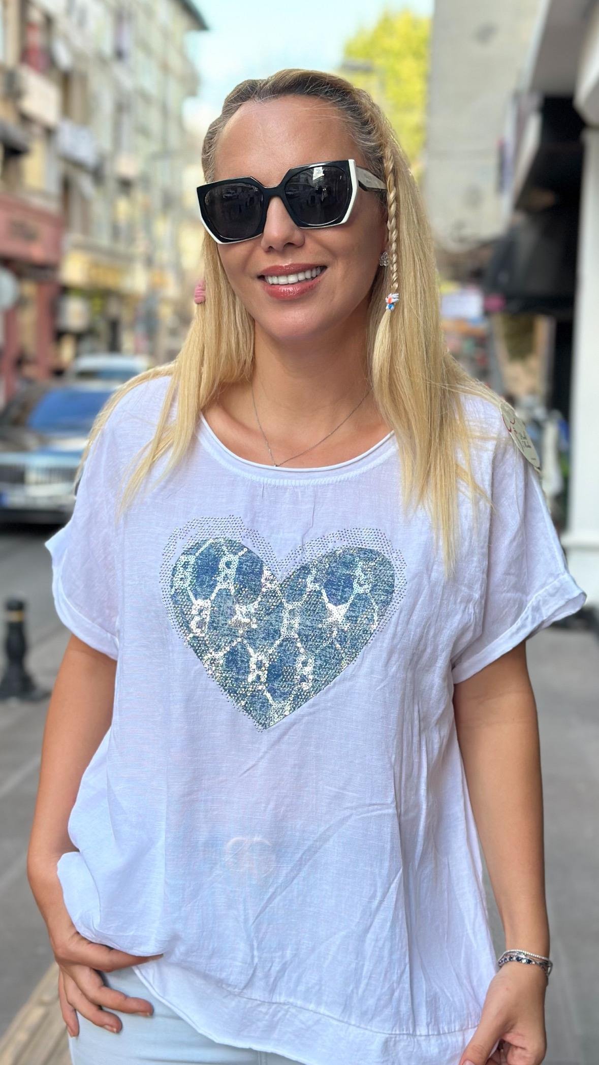  İthal Bluz Kalpli