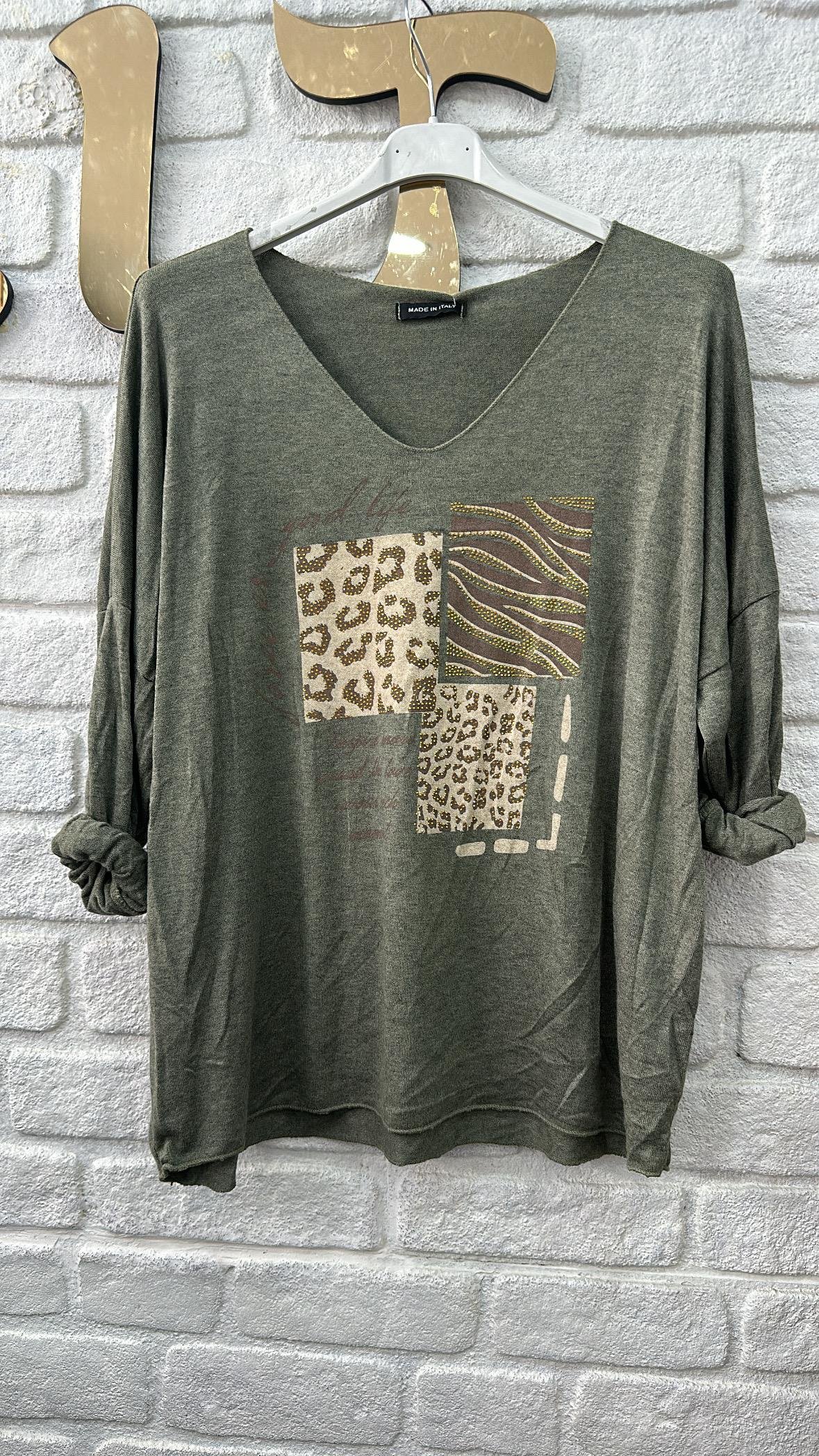  İthal Bluz V Leopar Detay