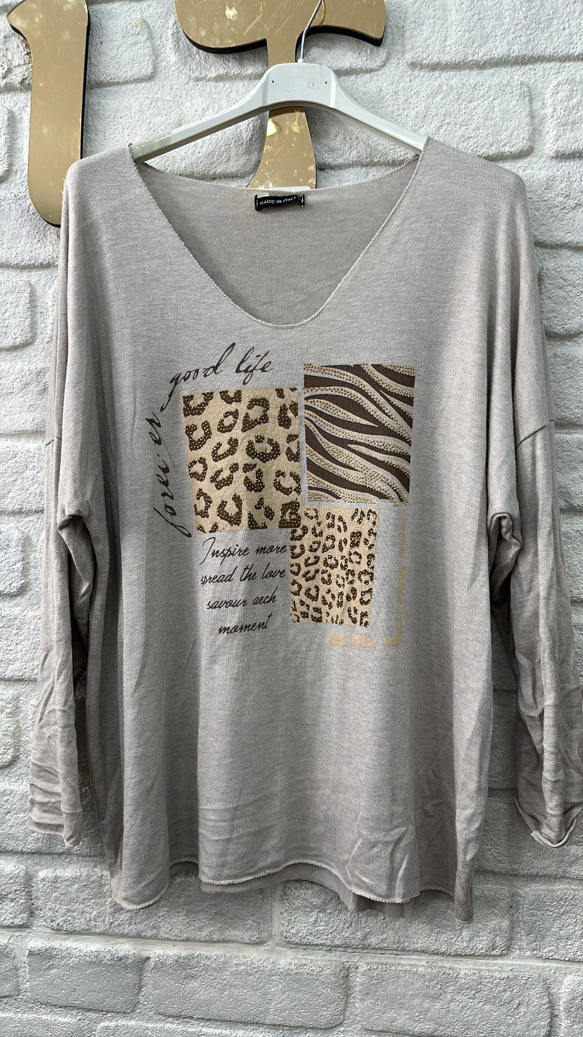  İthal Bluz V Leopar Detay