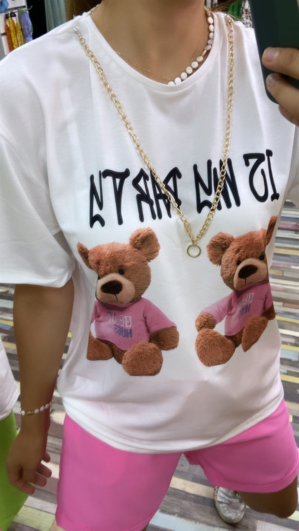 Ayıcıklı Kolyeli Tshirt
