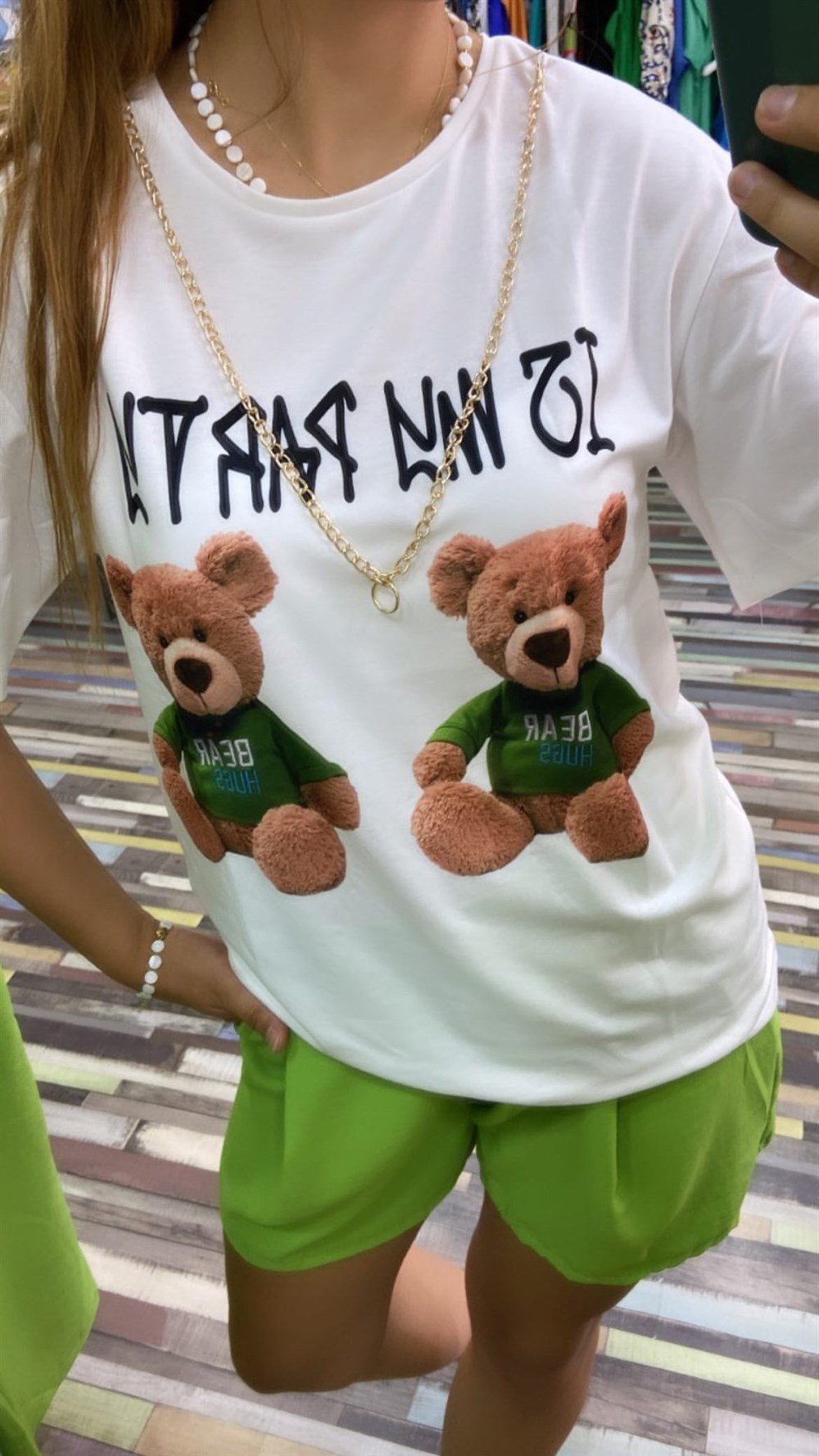 Ayıcıklı Kolyeli Tshirt