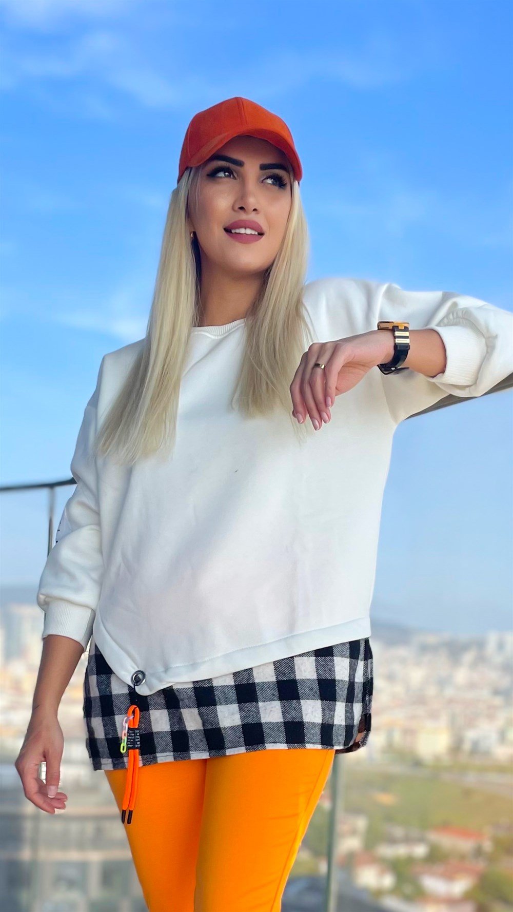 Ekose Detaylı Sweat