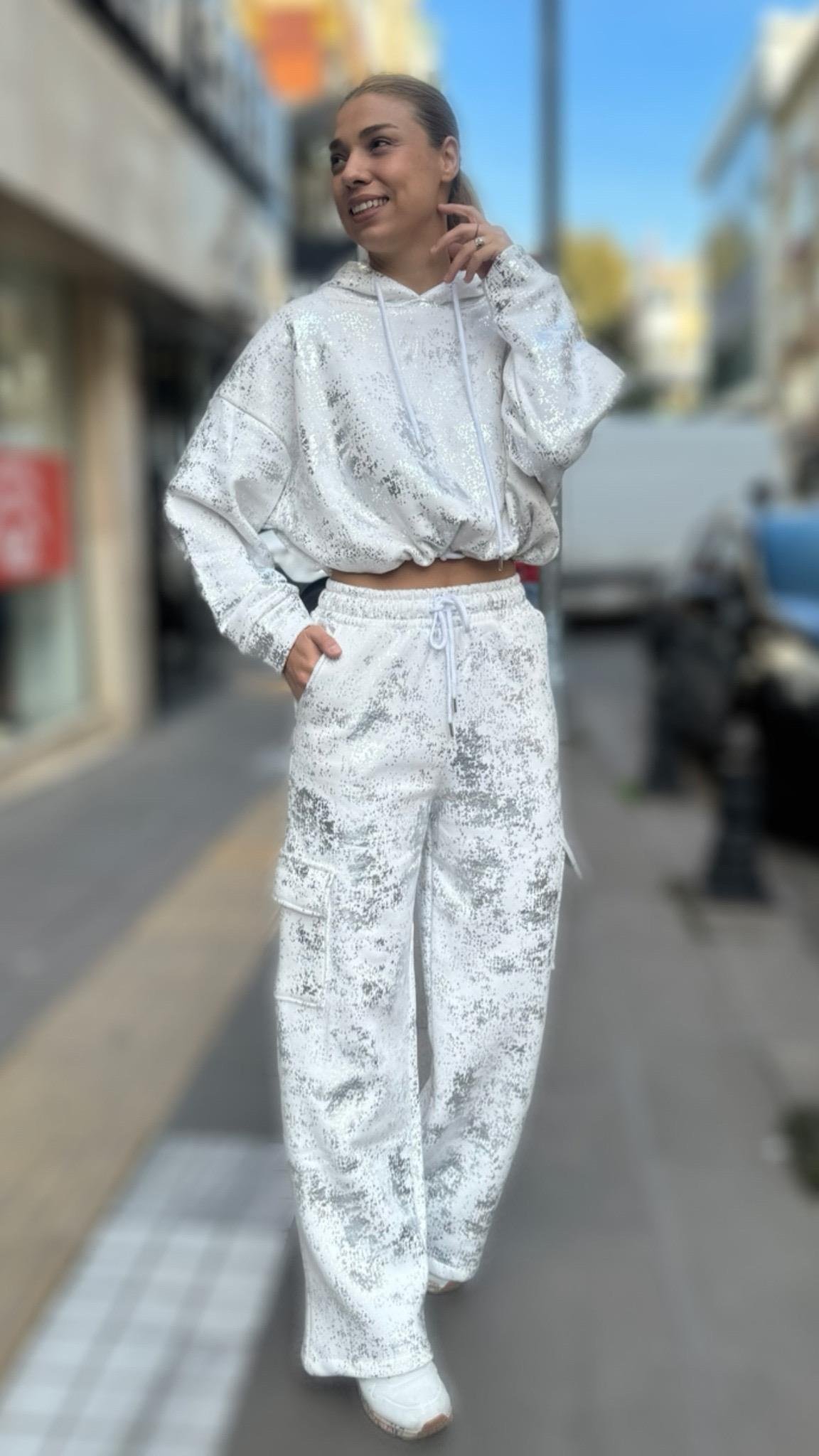 Gri Desen Alt Eşofman 