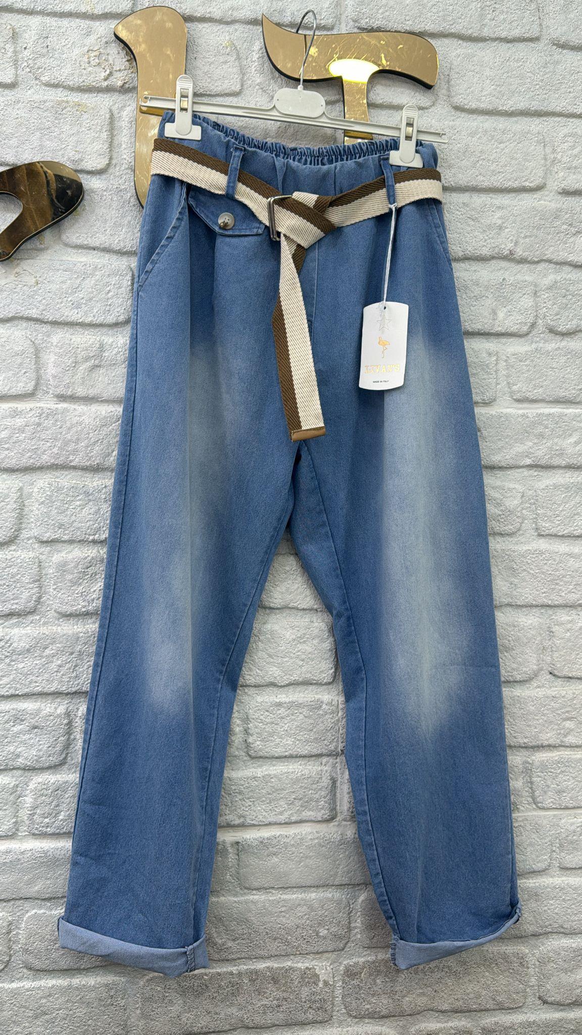 İki Renk Kemerli Pantolon  