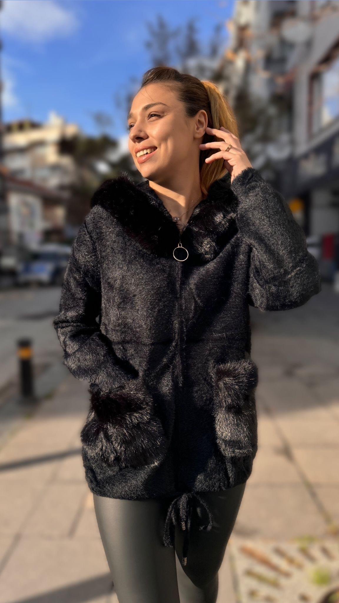 İthal Angora Hırka Siyah