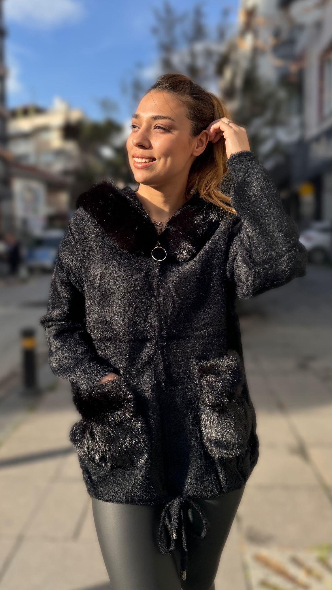 İthal Angora Hırka Siyah