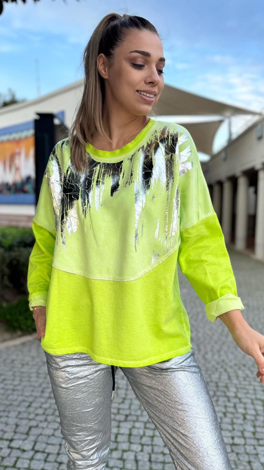İthal Bluz Gümüş Desen