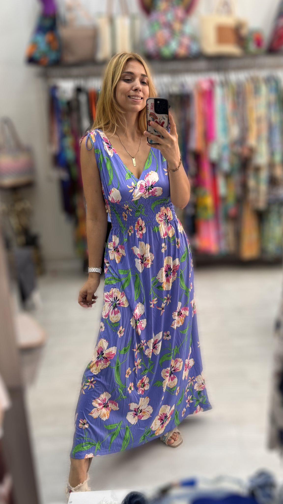 İthal Çiçek Desen Elbise 