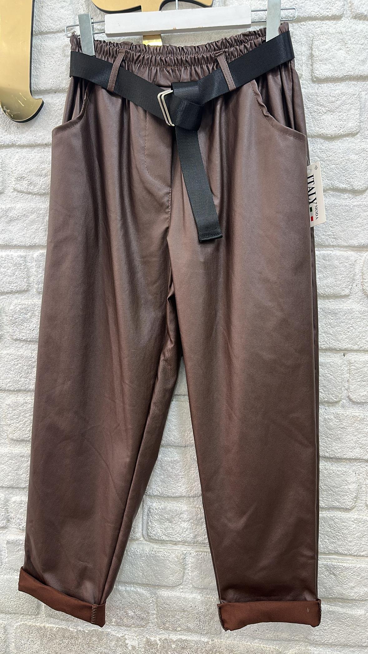 İthal Deri Görünümlü Pantolon 
