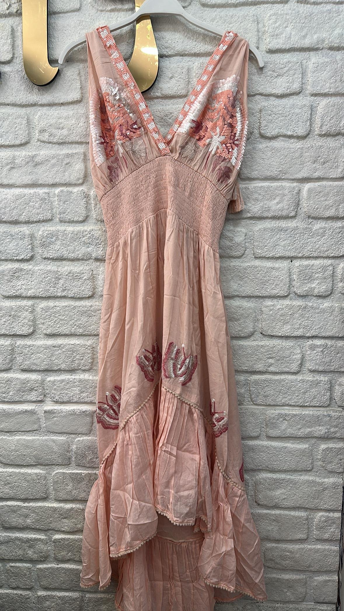İthal Elbise Pembe Pul Detay