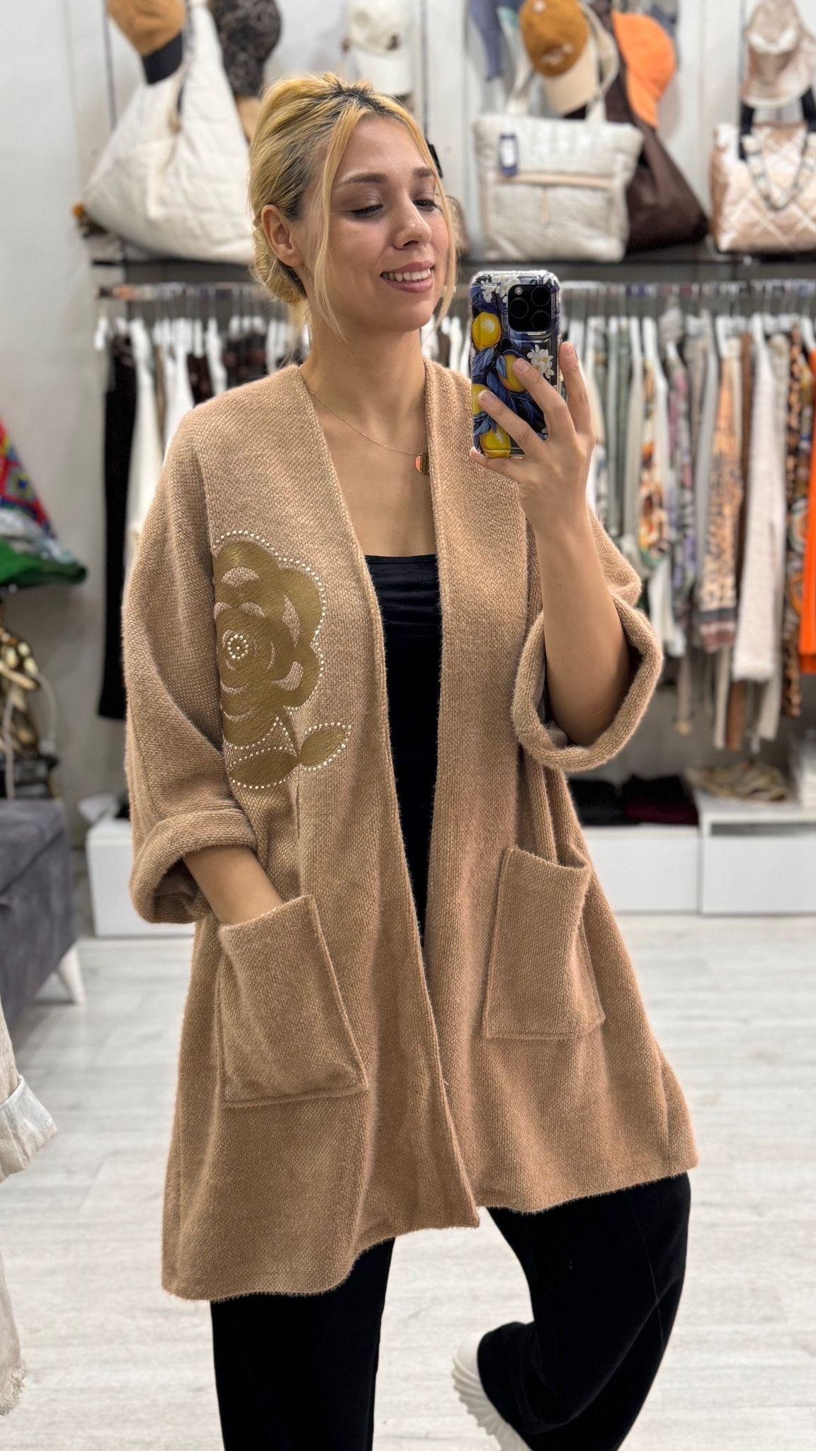 İthal Güllü Angora Hırka 