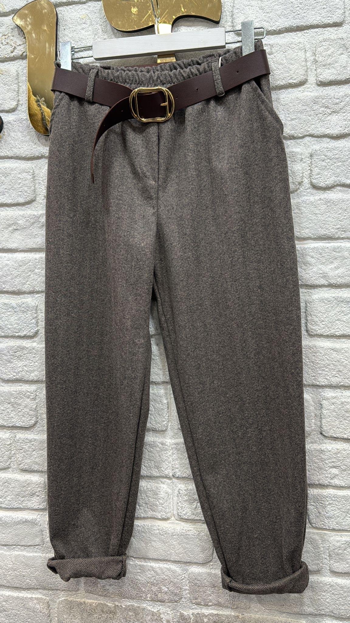 İthal Kaşe Mom Pantolon 