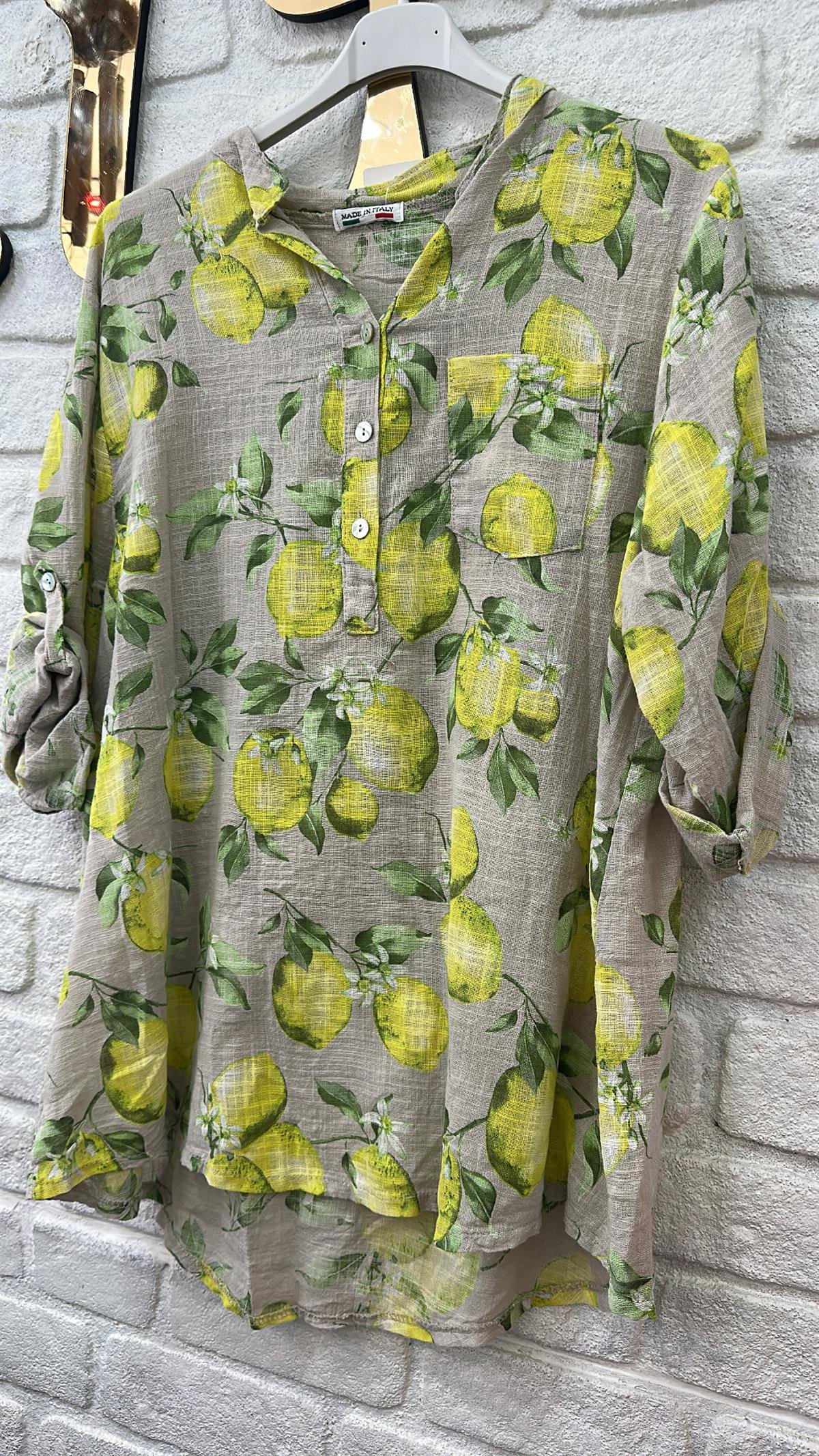 İthal Keten Gömlek Limonlu
