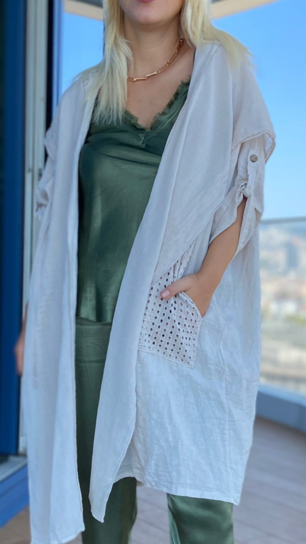 İthal Keten Hırka 
