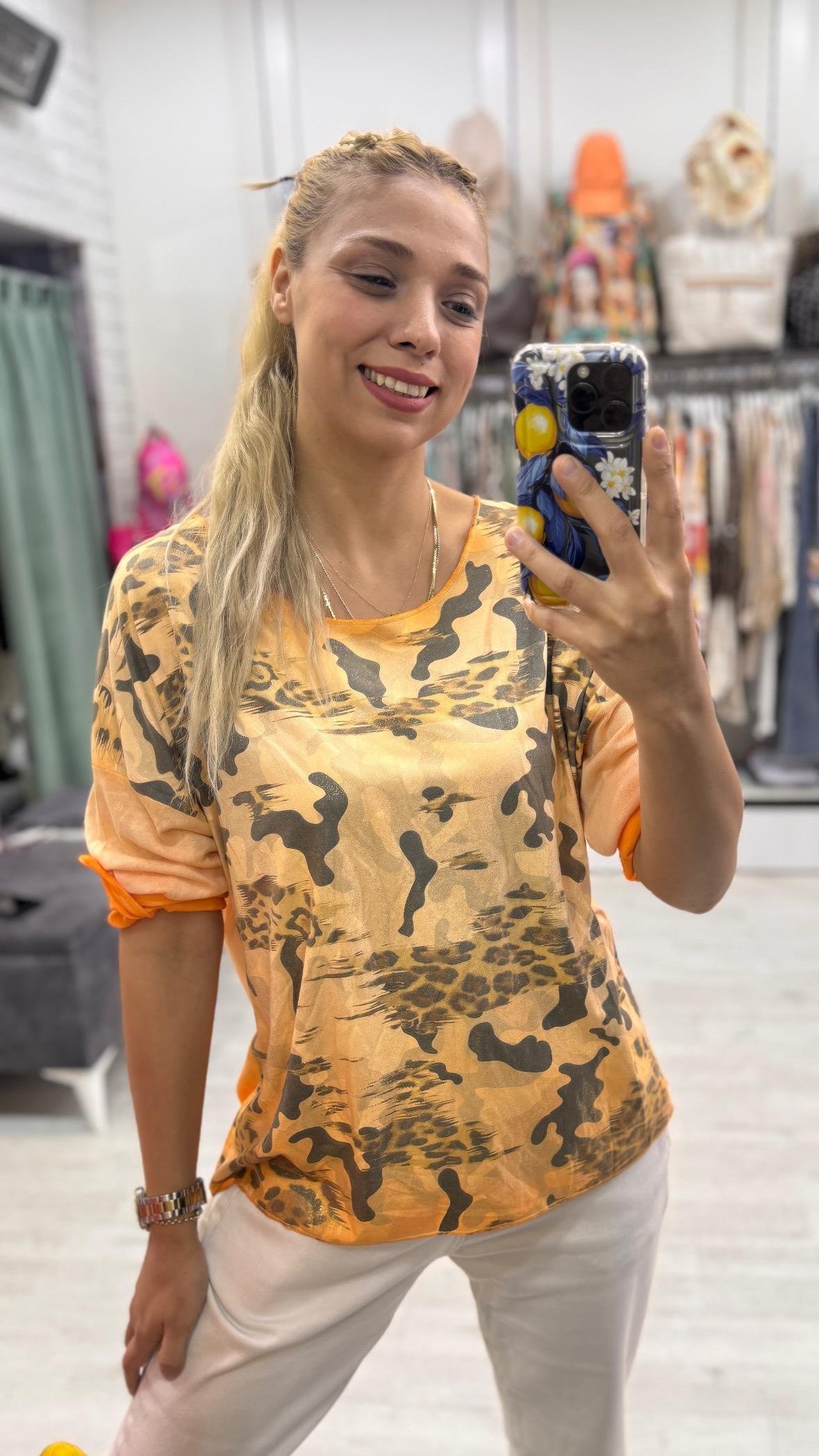 İthal Leopar Detay Bluz 