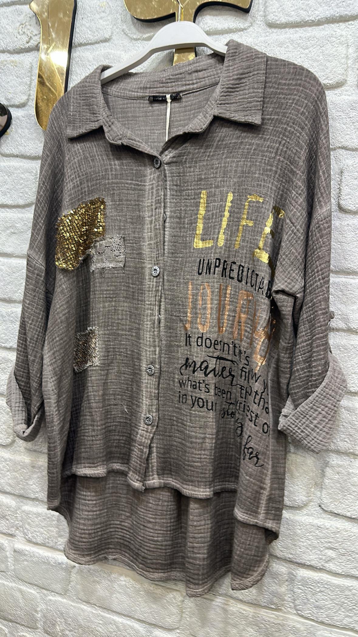 İthal Life Yazılı Gömlek